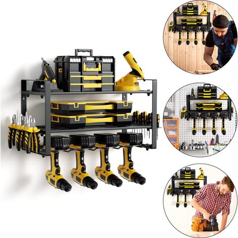 TolleTour Soporte de pared para almacenamiento de herramientas, estante de almacenamiento para taladro eléctrico con batería, soporte para taladro percutor robusto, organizador de destornilladores, so (1/5)