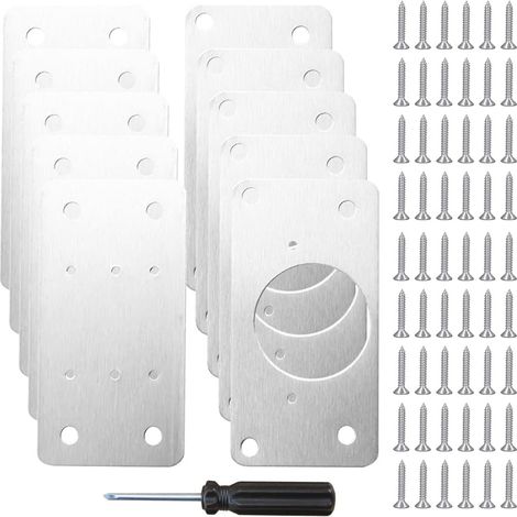 10 Pcs Plaque Reparation Charniere Porte,Kit De Réparation De Charnière Pour Bois (1/5)