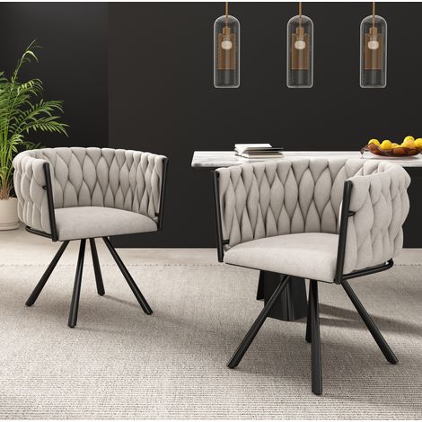 sedia sala da pranzo girevole 2 pezzi lino nero OKMYHOME (1/5)