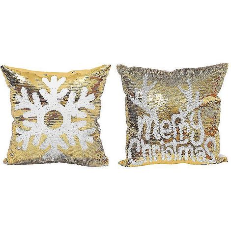 Lot de 2 taies d'oreiller à paillettes de Noël (1/3)