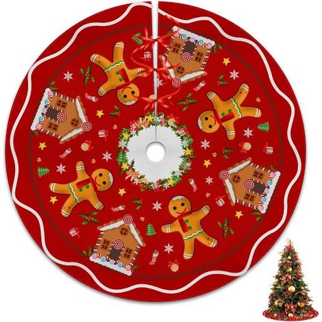 Dailygoods Weihnachtsbaumdecke Lebkuchendekoration Winterliche Festtagsdekoration Geschenkidee Strapazierfähiges Material Farbenfrohes Design (1/5)