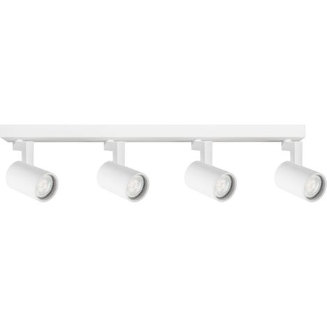 Plafonnier 4 spots orientables blanc GU10 10W Polux (1/3)