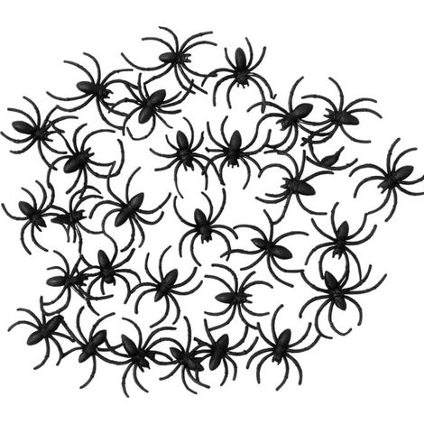 Petites Araignées - SIROCO - Lot de 100 - 4cm - Plastique - Décoration Halloween (1/5)
