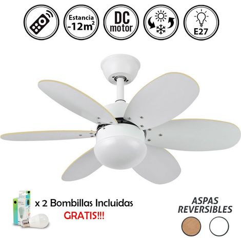 Ventilador de techo con luz silencioso DC con mando Bi-Alves blanco 85 cm invierno-verano color luz regulable (1/5)