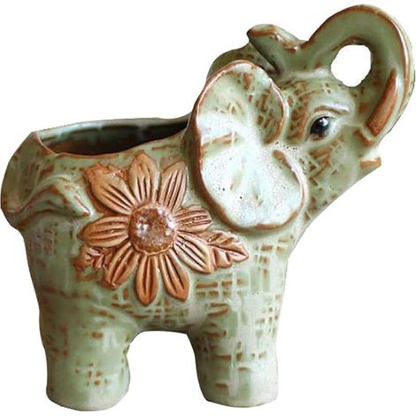 Éléphant Pots De Fleurs en Céramique Succulent des Plantes Fenêtre Boîtes Fleur Et Contenant des Plantes Animal Mignon Mini Pot pour Intérieur Extérieur Jardin Et La (1/5)