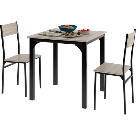 Ensemble de salle à manger, table à manger avec 2 chaises, pour balcon, salle à manger et salon, couleur naturelle (1/5)