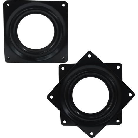 Lot de 2 Plateau tournant de 9,4 cm (4 pouces), support pivotant, plateau tournant rond, pour bureau, noir. (1/5)
