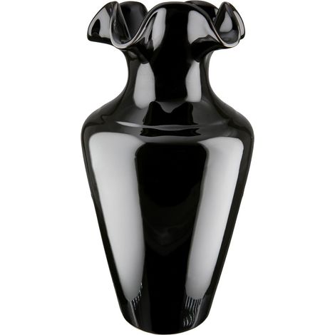 Vase Conique en céramique émaillée Noir Brillant Hauteur 40 cm Accessoire de décoration d'intérieur Cadeau Salon (1/2)