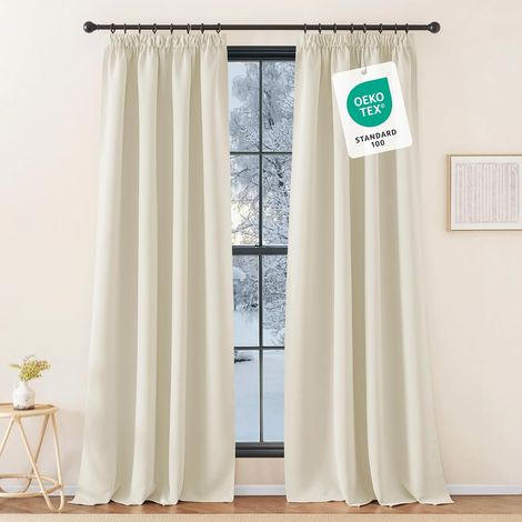 Lot de 2 Rideaux, Galon Fronceur, Isolation Thermique, Polyester, Fenêtre Salon Chambre (1/5)