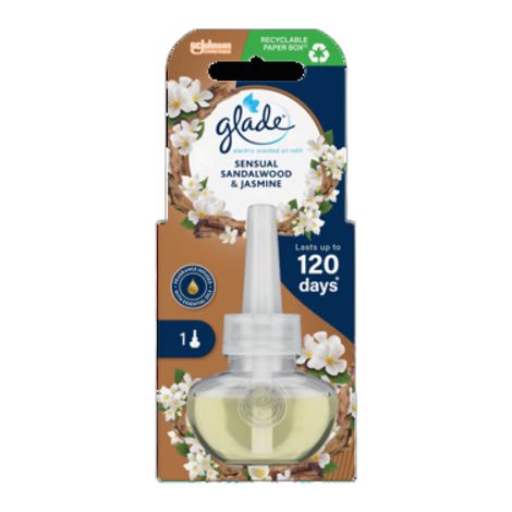 Glade® Elektrisches Duftöl – Sinnliches Sandelholz & Jasmin, Nachfüllpackung für elektrische Lufterfrischer, 20 ml