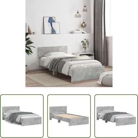 vidaXL Cama con cabecero madera de ingeniería gris hormigón 100x200 cm (1/5)