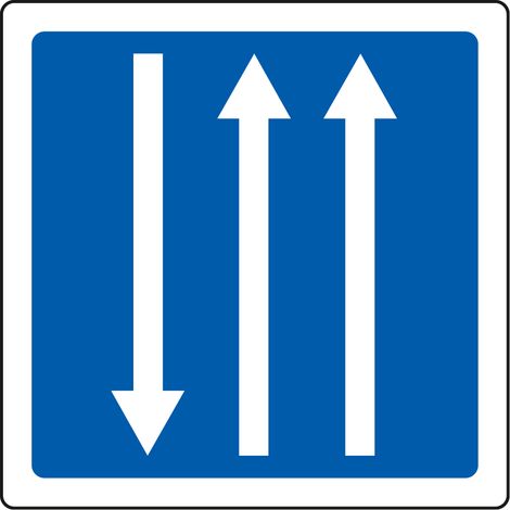Panneau Indication C29b – Créneau de dépassement à 3 voies affectées – Carré Classe 1 350 mm – Gamme BRETAGNE (1/5)