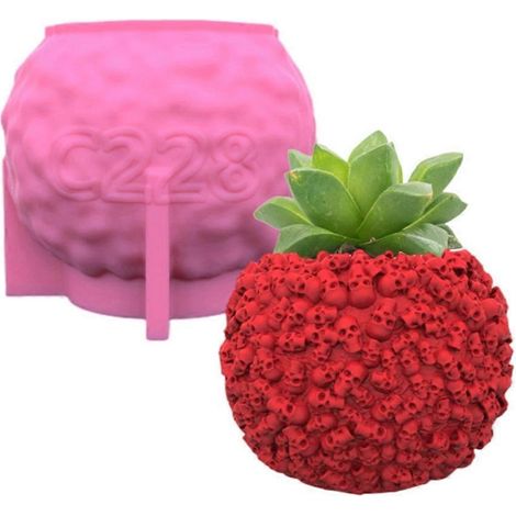 Moule pour porte-pinceaux de maquillage, moule pour pot de fleurs, moule en résine en forme de crâne