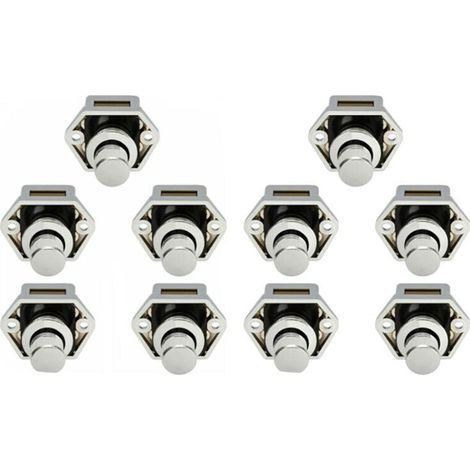 10 pcs Mini Bouton Poussoir Tiroir Placard Porte Loquet De Verrouillage Caravane Camping-car Nickel Bateau Bouton- Nickel (1/3)