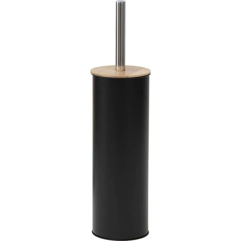 Brosse WC - 1 Unité - Métal Et Bambou - Design Moderne - Pour Salle De Bain - Noir