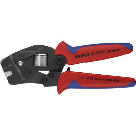 KNIPEX 97 53 09 Pinza per terminali a bussola, con regolazione automatica per crimpaggio frontale con manici multicomponente brunita 190 mm