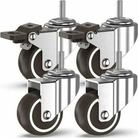 50-mm-Lenkrollen mit 4 Gewindebolzen, Möbelrollen, gebremste Räder für den industriellen Transport von Platten (1/3)