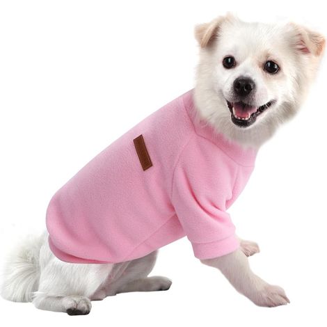 Vêtement en Polaire pour Chien Pull Chaud d'hiver pour Petit et Moyen Chien Chat Sweat-shirt Élastique Confortable Rose (1/5)