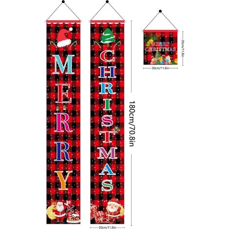 Bannière de porte de Noël, drapeau à suspendre, décorations de Noël, couplet de Noël pour la décoration intérieure (1/5)