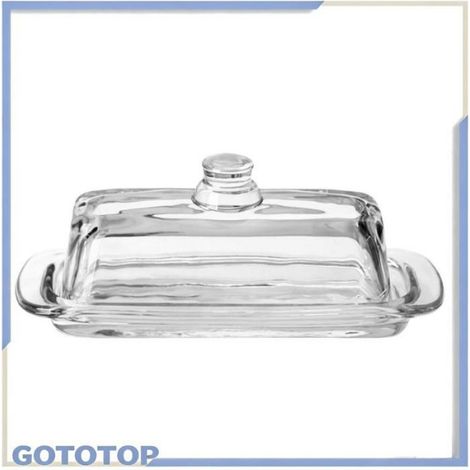 Beurrier couvert Beurrier en verre avec couvercle rectangulaire multifonction, plateau à beurre couvert table (non Clair (1/4)