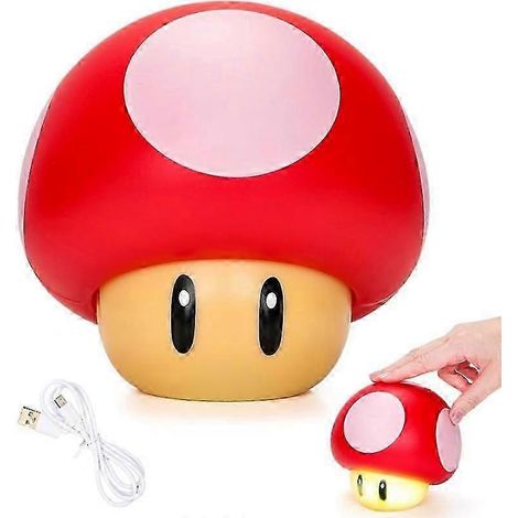 (Rouge) Lampe champignon de jeu avec son, figurine lumineuse 3D Super Game, veilleuse, lampe de bureau pour enfants, cadeau d'anniversaire (1/5)