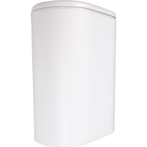Poubelle de cuisine étroite en plastique, poubelle de toilette à bouton-poussoir, poubelle de salle de bain, blanche (1/5)