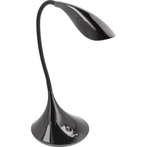 Lampe de Bureau LED 8W 500lm 4000K Blanc Neutre, Lampe de Table Dimmable 3 Niveaux avec Col de Cygne Bras Flexible, Lampe de Bureau Minimaliste Interrupteur Tactile, Noir (1/2)