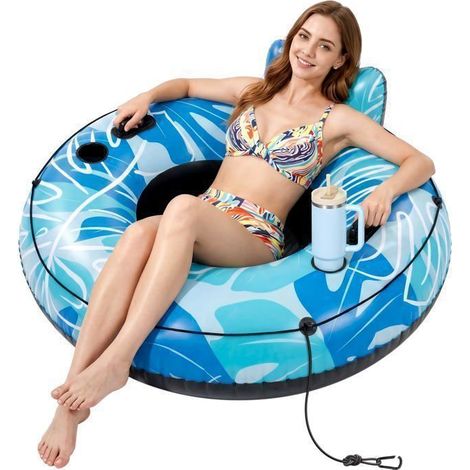 EcoFurnix Gonfiabili per Adulti, 135cm Materassini Gonfiabili, Sedia Gonfiabile da Piscina con 2 Maniglie e Porta (1/5)