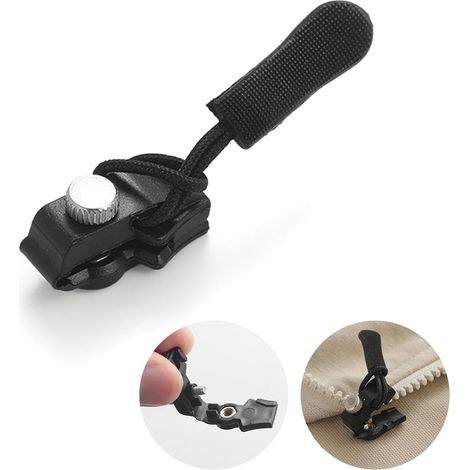 Kit de reparación de deslizadores de cremallera a presión de 12 piezas: kit universal para cremalleras de metal, plástico y nailon de tamaños n.° 3, n.° 5 y n.° 8 fácil reparación de tiradores de crem (1/5)