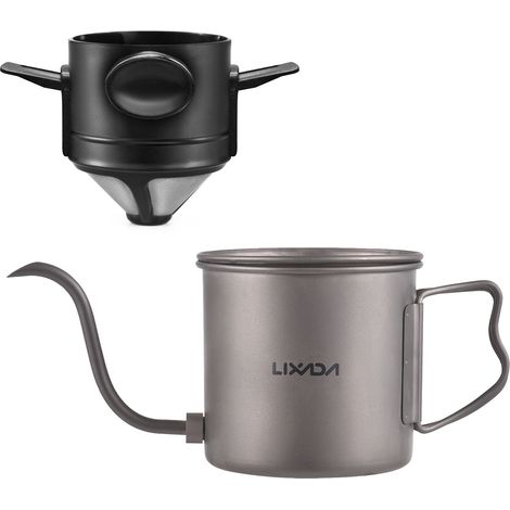 Bouilloire à café à col de cygne de 400ml, avec poignée pliante, eau avec couvercle et filtre (1/5)