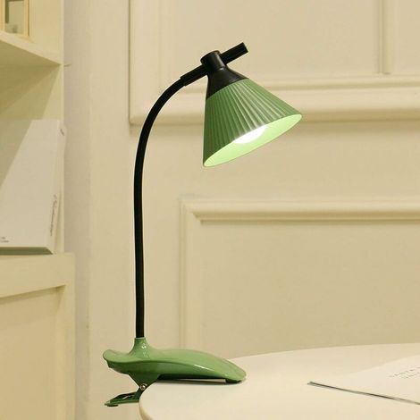 DEESSE SHOP - Lampe de lecture à clipser, veilleuse de lit à clipser rechargeable par USB pour enfants 3 luminosité lampe de bureau à clipser, lampe de lecture à col de cygne flexible avec contrôle ta (1/3)