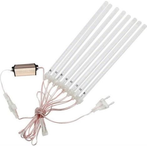 Guirlande de lumières Led - Pluie de météores - 8 Tubes de 30cm - Bleu - Décoration extérieure Noël (1/4)