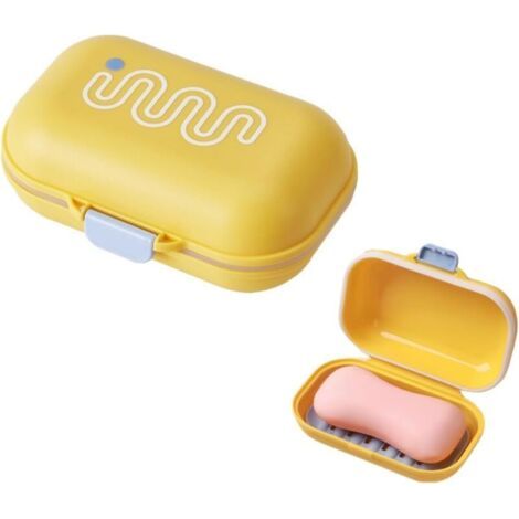 Pair Lntyq Boîte à Savon Portable de Voyage avec Couvercle Porte-Savon Étanche et Scellé,Boîtes à Savon pour la Maison, Jaune, Plastique, 11.57.54.8cm