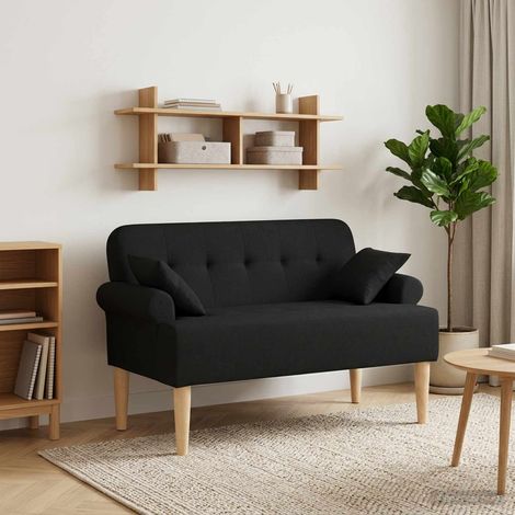 vidaXL Sofá amoroso con botones acolchados Negro 120 x 65 x 79 cm Tela (1/5)