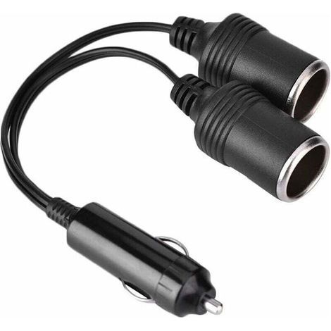Allume Cigare Voiture Double - Prise Fem Allume Cigare 12 Volts - Chargeur de Voiture - Fiche Mâle à 2 Voies - Fem Prise de Cigarette - Rallonge Câble (1/4)
