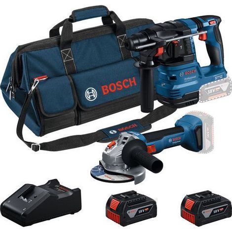 Bosch Kit 18V GBH 18V-22 + GWS 18V-8 + 2 Batterie 4 Ah + GAL 18V-40 + Borsa (1/3)