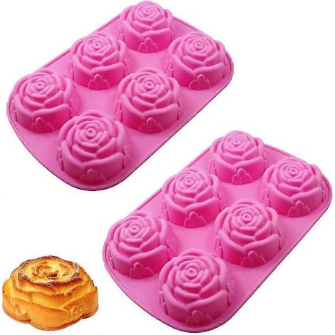 Moules en silicone en forme de rose, lot de 2 moules 3D en silicone, moules à savon en silicone en forme de fleur, moules en silicone en forme de fleur (rose) (1/5)
