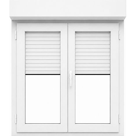 Fenêtre PVC 2 vantaux oscillo-battant avec volet roulant électrique H 105 x L 140 cm pour pose en neuf (1/5)
