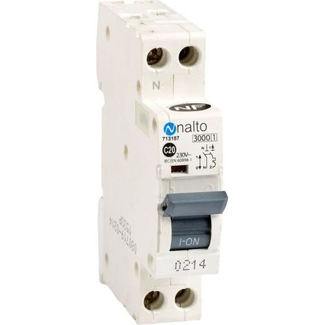 Disjoncteur unipolaire 20A – Courbe de déclenchement type C – Connexion à vis – Pouvoir de coupure 3000A – Norme NF – Nalto - VIS 20 A (1/5)