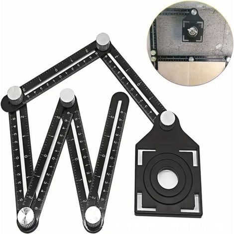 Règle mesure multi-angle avec trou positionnement – gabarit angle alliage aluminium 6 côtés – outil mesure template