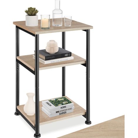 Table d'appoint Style industriel 34 x 30 59 cm bois clair