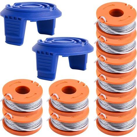 Vakuum-Bobine de bobine compatible avec Mac Allister MGTP18Li 1,65 mm 3 m WX150 et cache-bobine TLW-01-1 pour débroussailleuse MacAllister MGTP18Li WG150, WG151 (10 bobines + 2 couvertures) (1/5)