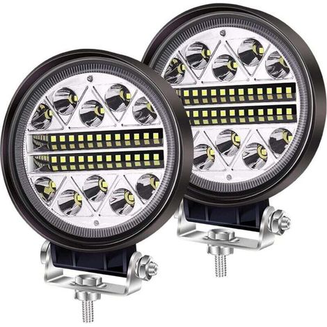 102-W-LED-Arbeitsscheinwerfer, Offroad-Nebelscheinwerfer, 2 runde LED-Kombinationsscheinwerfer (Spot/Flutlicht), 12 V/24 V, Zusatzscheinwerfer für LKW, Traktor, PKW, 4x4, ATV, UTV, SUV, Boot
