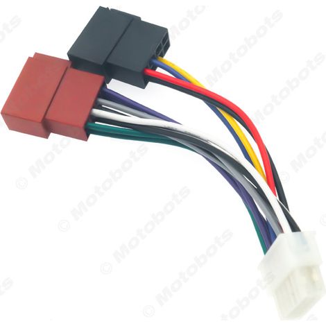 Universal 12-pin to ISO dual-ended adapter cable for converting power cords, adapters, CD radio cables, and plugs. (1/4)