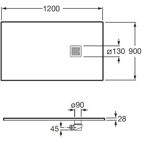 Roca – Receveur de douche à poser extra plat 120 x 90 cm – STONEX® antidérapant – Résistance longue durée – Gris ardoise (1/2)