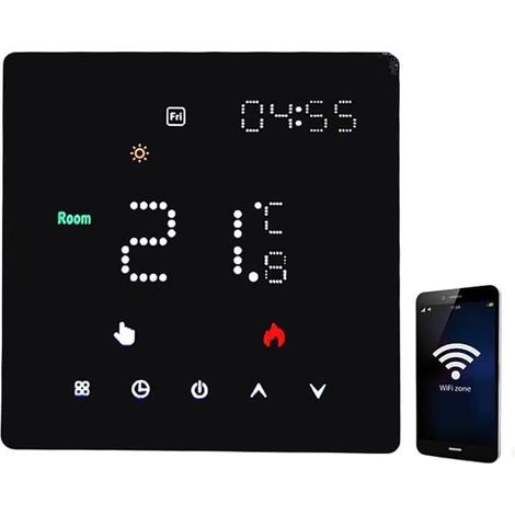 Controlador de temperatura de agua de caldera WiFi 3A Versión de control de sonido Termostato ajustable programable para sistema de calentamiento de agua Aplicación Tuya y aplicación Smart Life Contro (1/5)