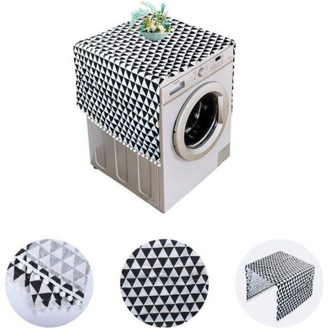 Housse Anti-poussière Réfrigérateur Machine À Laver 130 x 55 cm Coton Lin Noir (1/5)