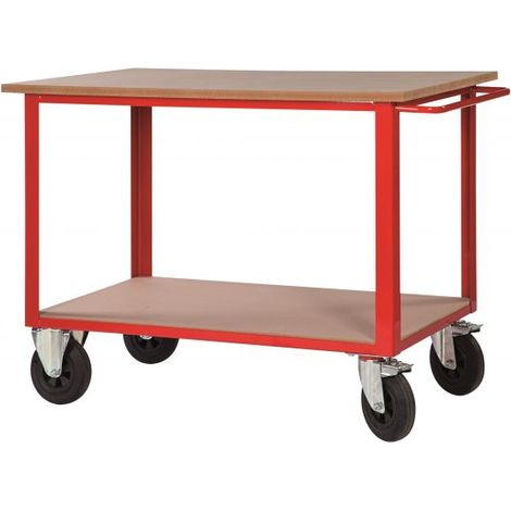 Banco carrellato con 2 piani legno rosso GR24 DERBY