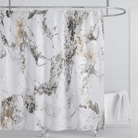 Filiyano-Rideau de douche imperméable effet marbre avec crochets, imprimé et lavable, décoration intérieure, L 240 x H 180 cm