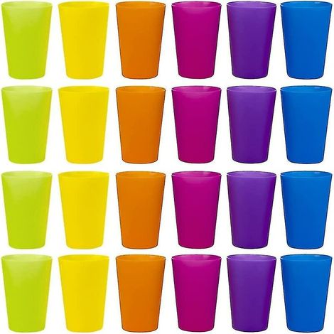 CREA 24 gobelets en plastique réutilisables, 6 gobelets en plastique de couleurs vives pour enfants, camping